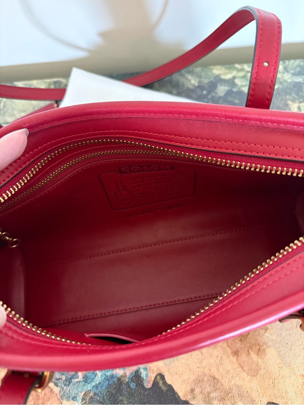 Coach Ruby Red Swing Zip Leather Satchel Bag - Picture 7 of 8